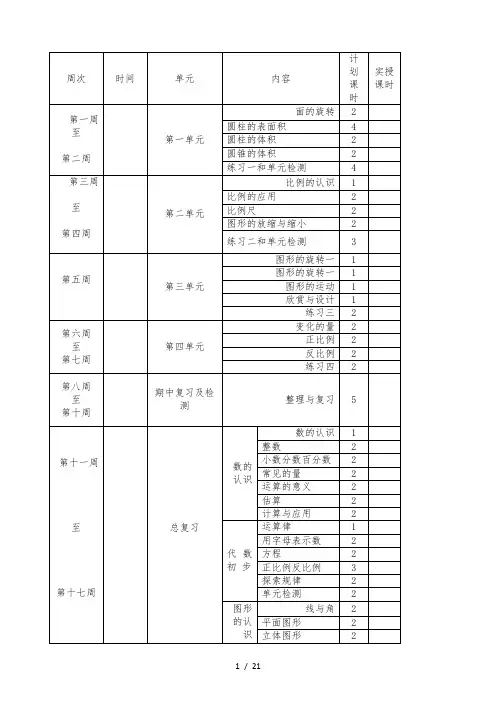 最新北师大版六年级数学下册全册教案