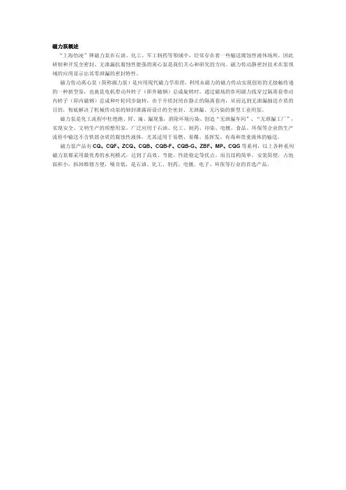 磁力泵概述