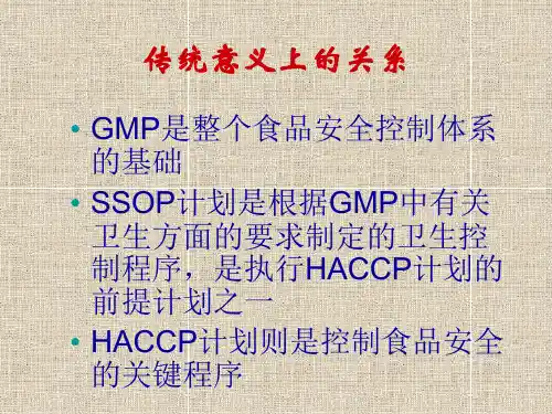HACCP、GMP、SSOP之间的关系