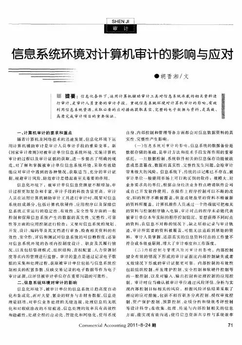 信息系统环境对计算机审计的影响与应对
