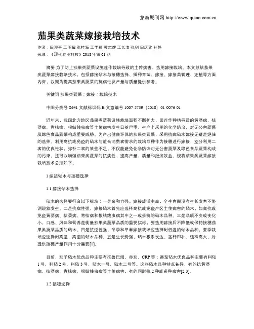 茄果类蔬菜嫁接栽培技术 2