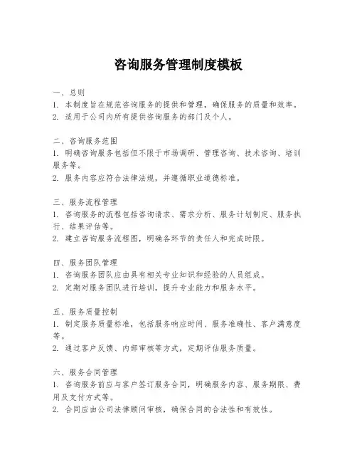 咨询服务管理制度模板