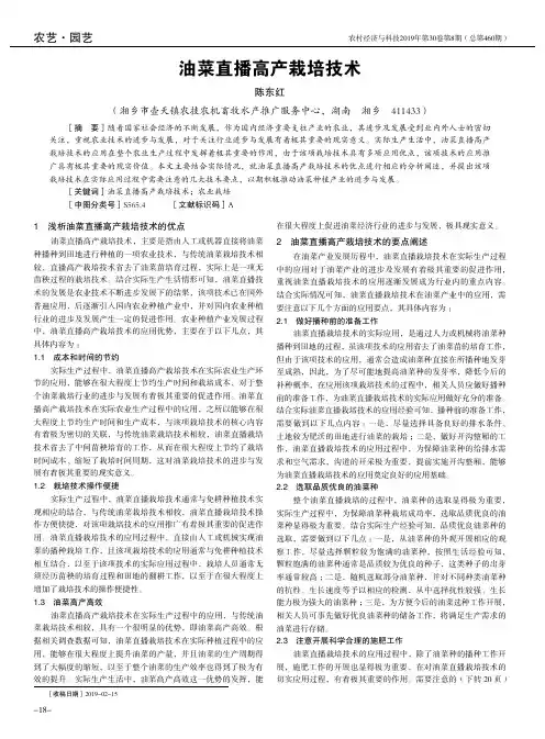 油菜直播高产栽培技术