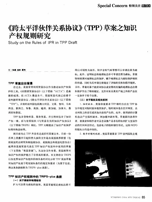 《跨太平洋伙伴关系协议》(TPP)草案之知识产权规则研究.
