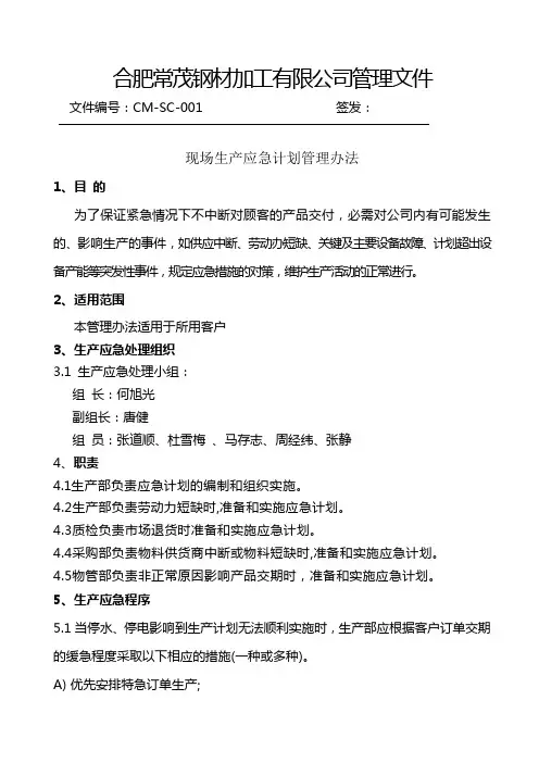 生产应急预案