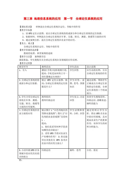 最新-高中地理《全球定位系统的应用》教案1 中图版必