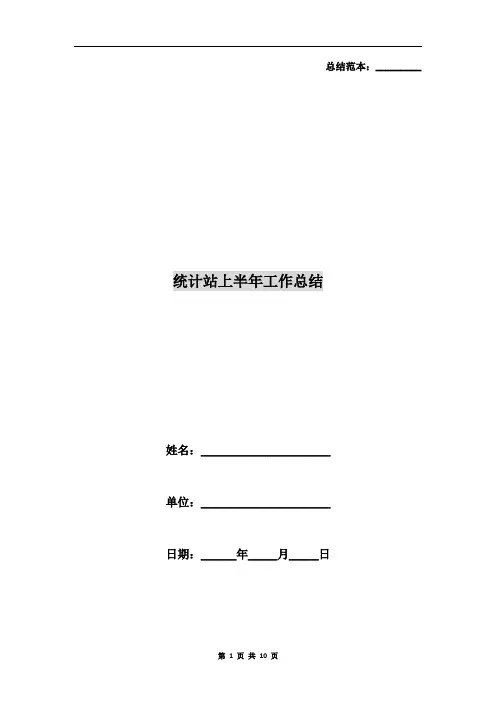 统计站上半年工作总结
