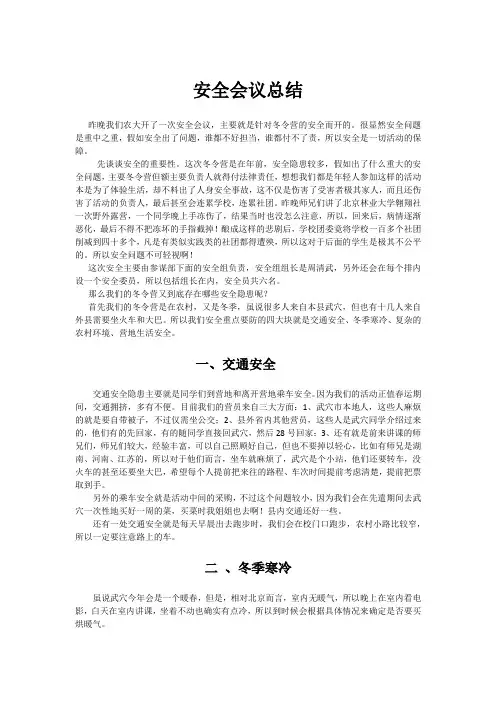 安全会议总结