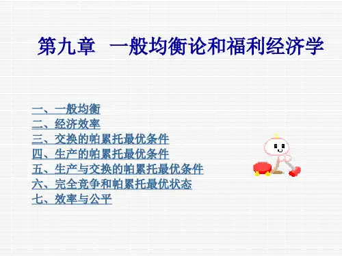 微观经济学高鸿业 第九章  一般均衡论和福利经济学