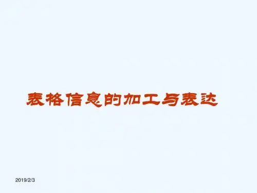 表格信息的加工和表达