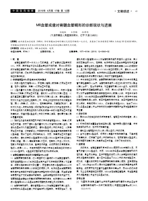 MR血管成像对脊髓血管畸形的诊断现状与进展