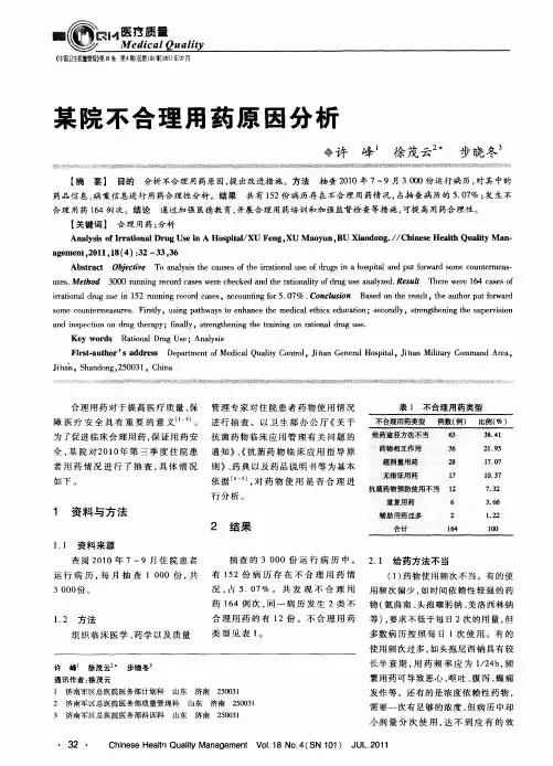 某院不合理用药原因分析