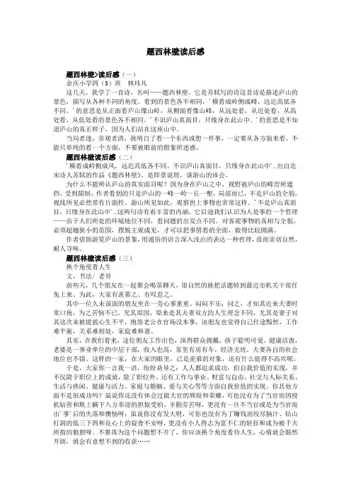 题西林壁读后感