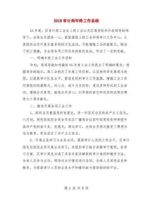 2018审计局年终工作总结