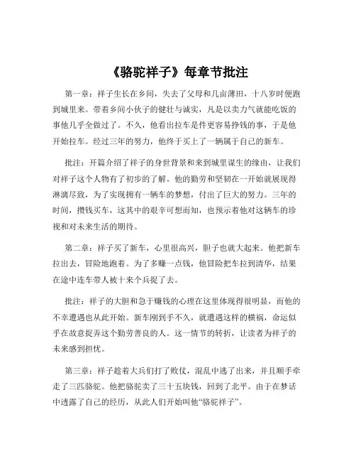 《骆驼祥子》每章节批注