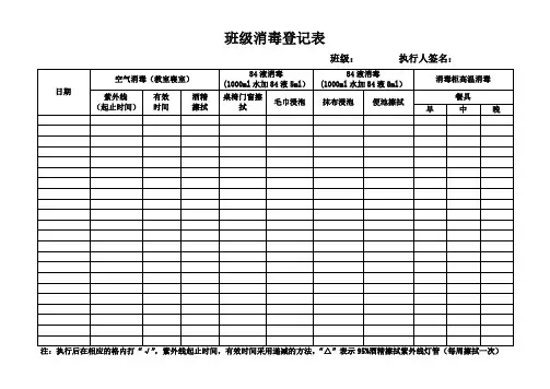 班级消毒记录表