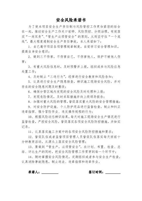 风险承诺书