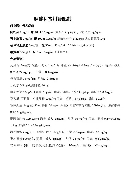 麻醉科常用药配制 2