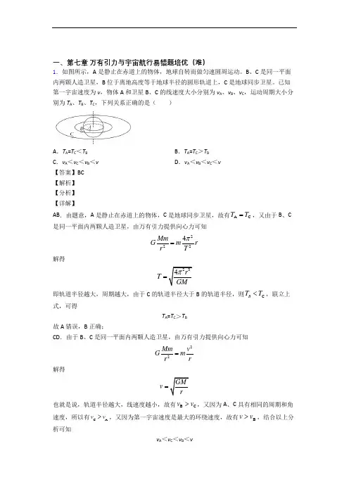 物理高一下册 万有引力与宇宙综合测试卷(word含答案)