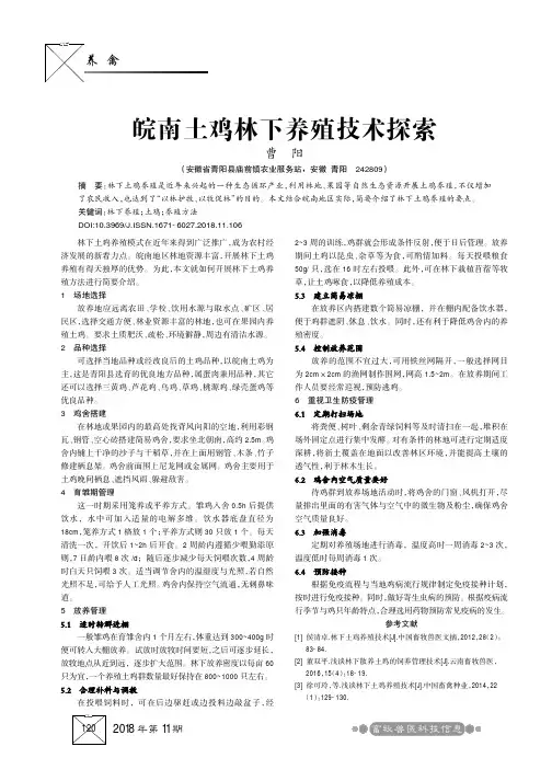 皖南土鸡林下养殖技术探索