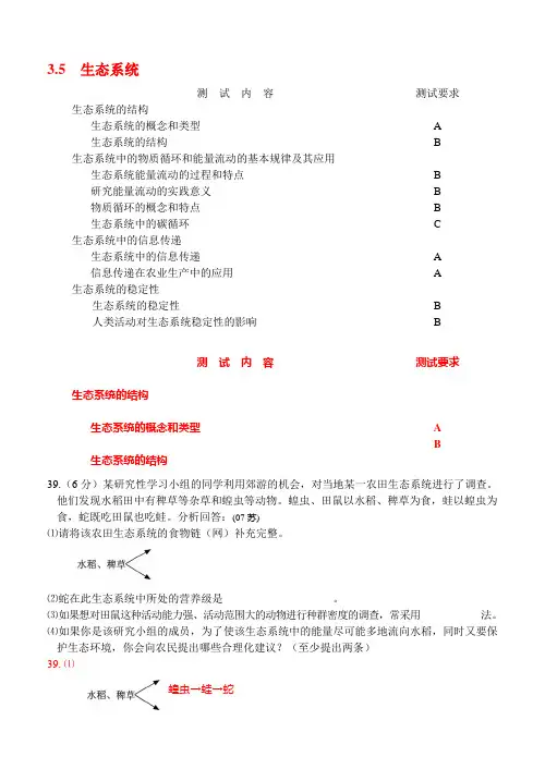 江苏生物学业水平测试必修三知识点排查(3)