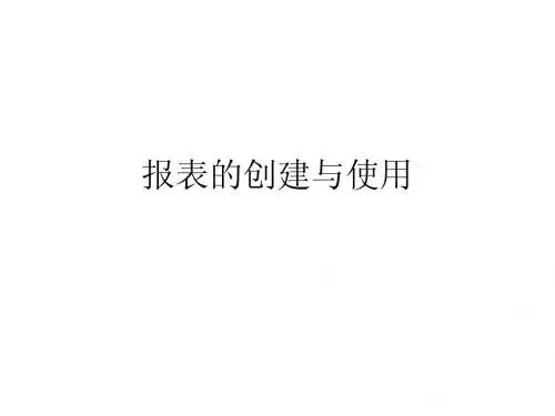 报表的创建与使用