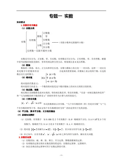 中考数学知识点总结