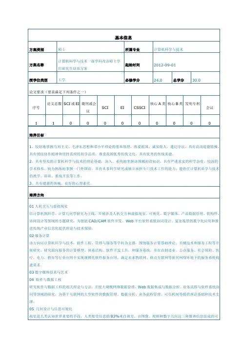计算机科学与技术培养方案