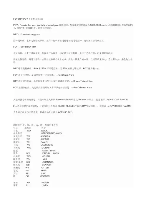 纺织用语docx