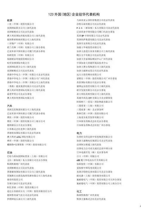 外国(地区)企业驻华代表机构123