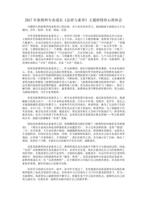 新教师岗前培训心得