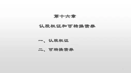 第十六章  认股权证和可转换债券  (《公司金融学》PPT课件)