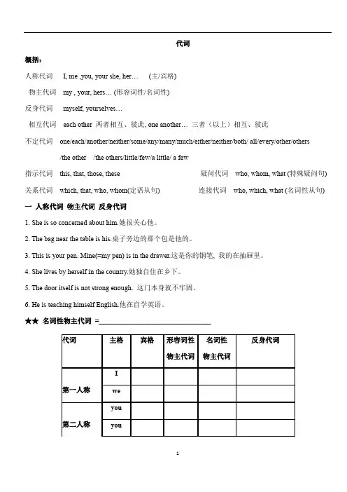 高中英语语法一轮复习 第十七讲代词讲解与练习