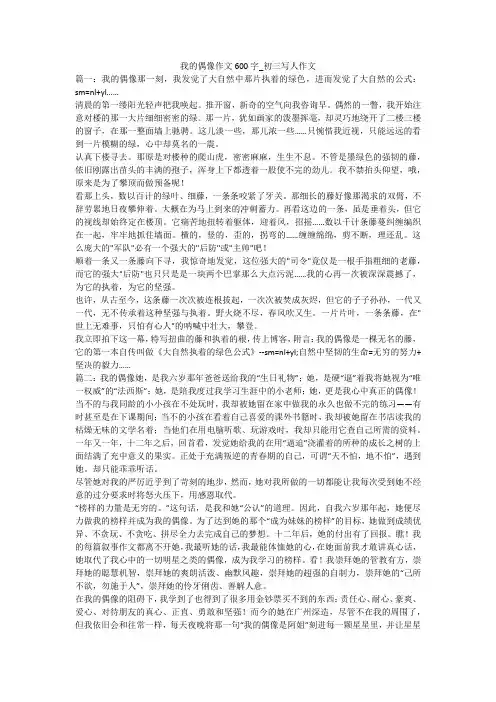 我的偶像作文600字_初三写人作文