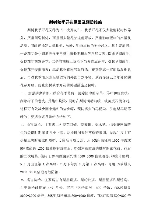 梨树秋季开花原因及预防措施