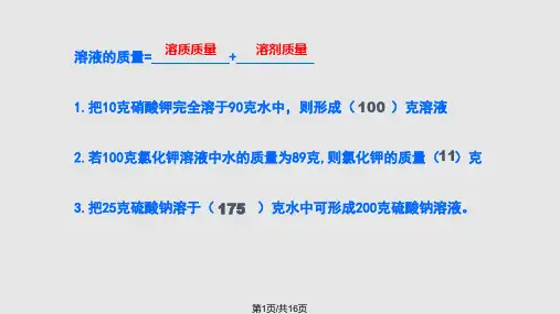 春北京课改化学九下溶液组成的定量表示PPT课件