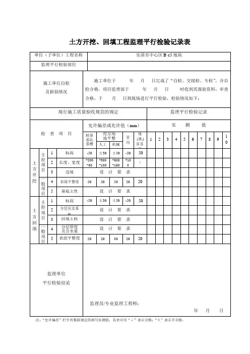 监理平行检查记录表(全套)