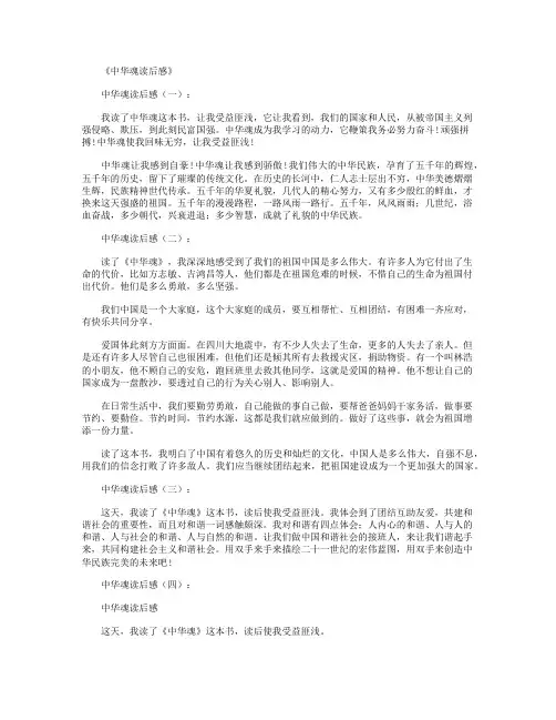 中华魂读后感9篇