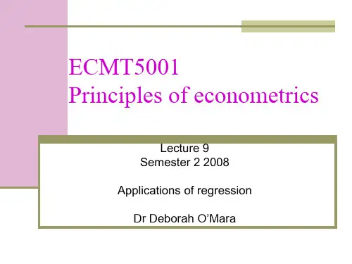 ECMT 5001 Year 2008 Semester 2_ECMT 5001 Lecture 9
