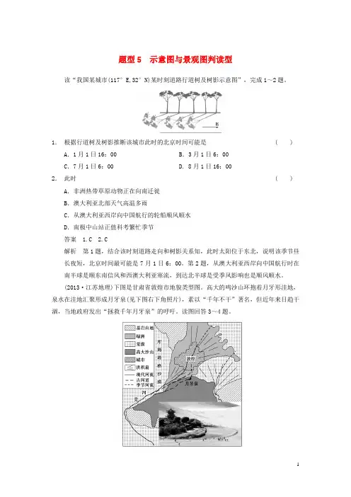 【浙江专用】2014高考地理二轮复习 考前三个月题型冲刺特训选择题 示意图与景观图判读型(解题技巧+解析)