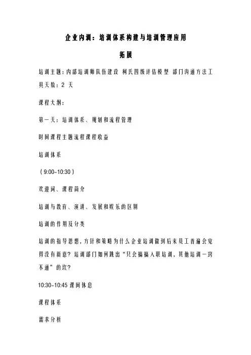 企业内训：培训体系构建与培训管理应用
