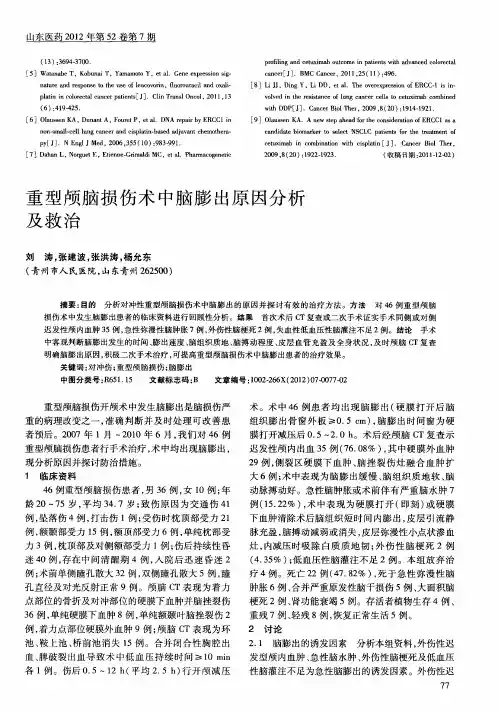 重型颅脑损伤术中脑膨出原因分析及救治