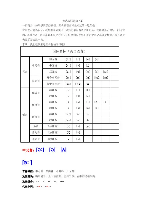 美式音标速成2 中元音
