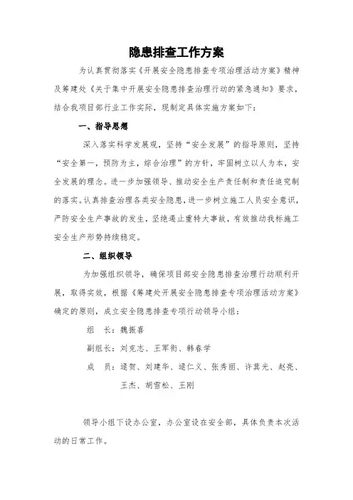 隐患排查工作方案