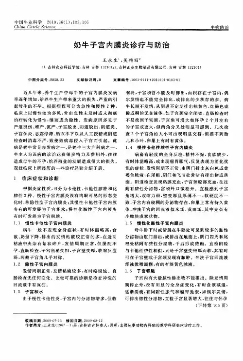 奶牛子宫内膜炎诊疗与防治