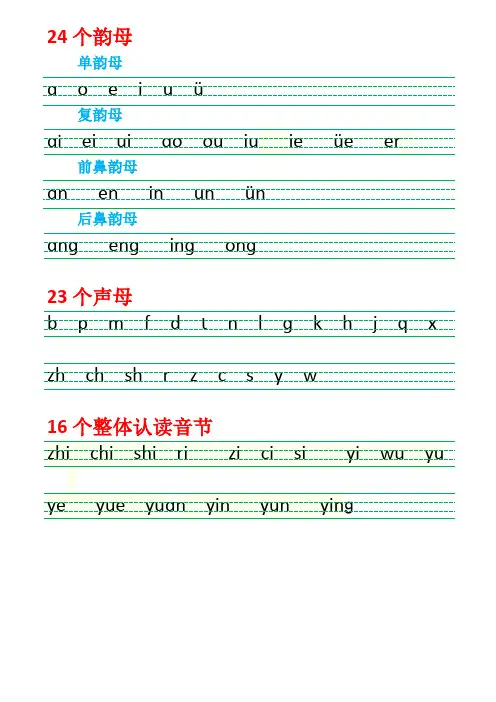 (完整word版)小学生拼音表直接打印版