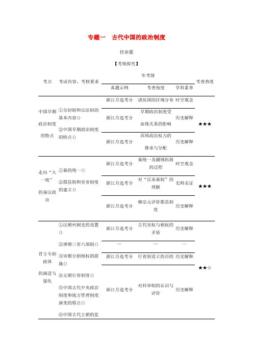 2020版高考历史一轮总复习专题一古代中国的政治制度教师用书含解析