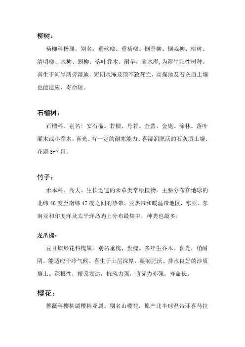 小区常见树木简介牌
