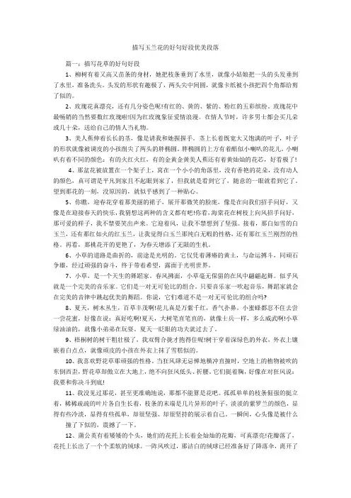 描写玉兰花的好句好段优美段落