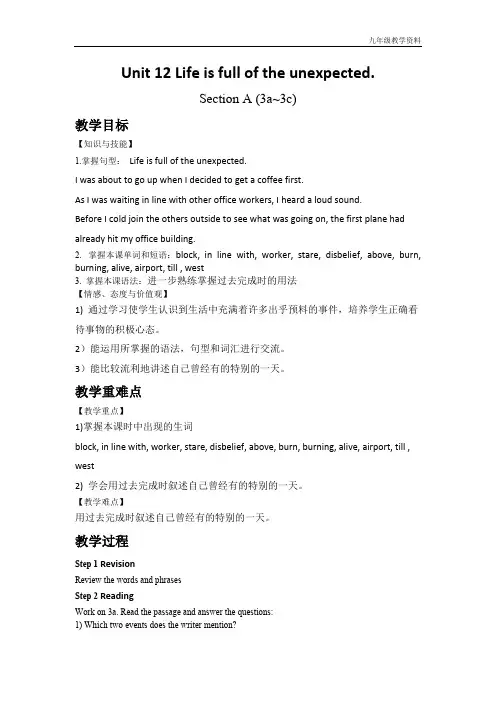 人教版九年级英语Unit 12 Section A (3a~3c)